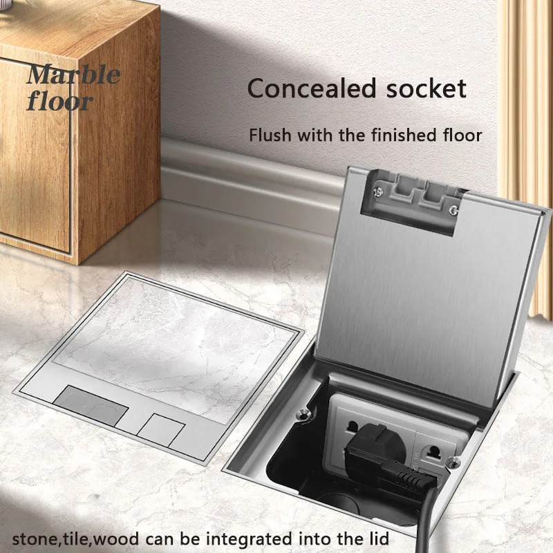 

Gallery floor box Square concealed sockets tile fillet lid box lid with tile wood intergrated flush finished cover power outlet