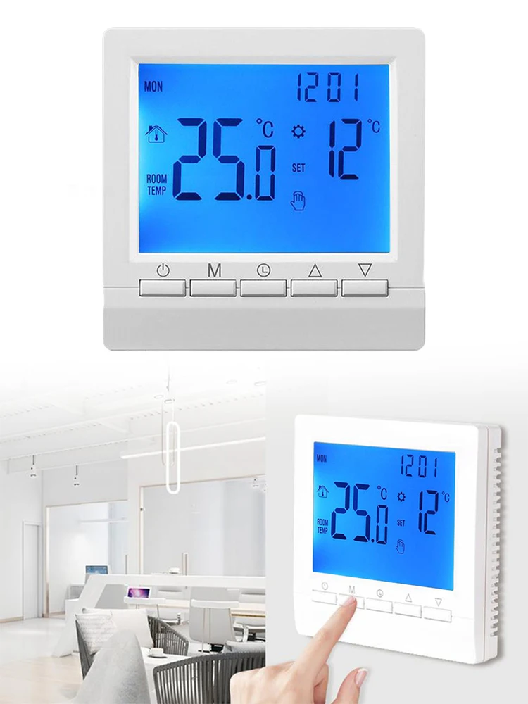 Programmable Temperature Controller Room Thermostat Digital LCD Display Touch Screen Controller Floor Heating Gas Boiler