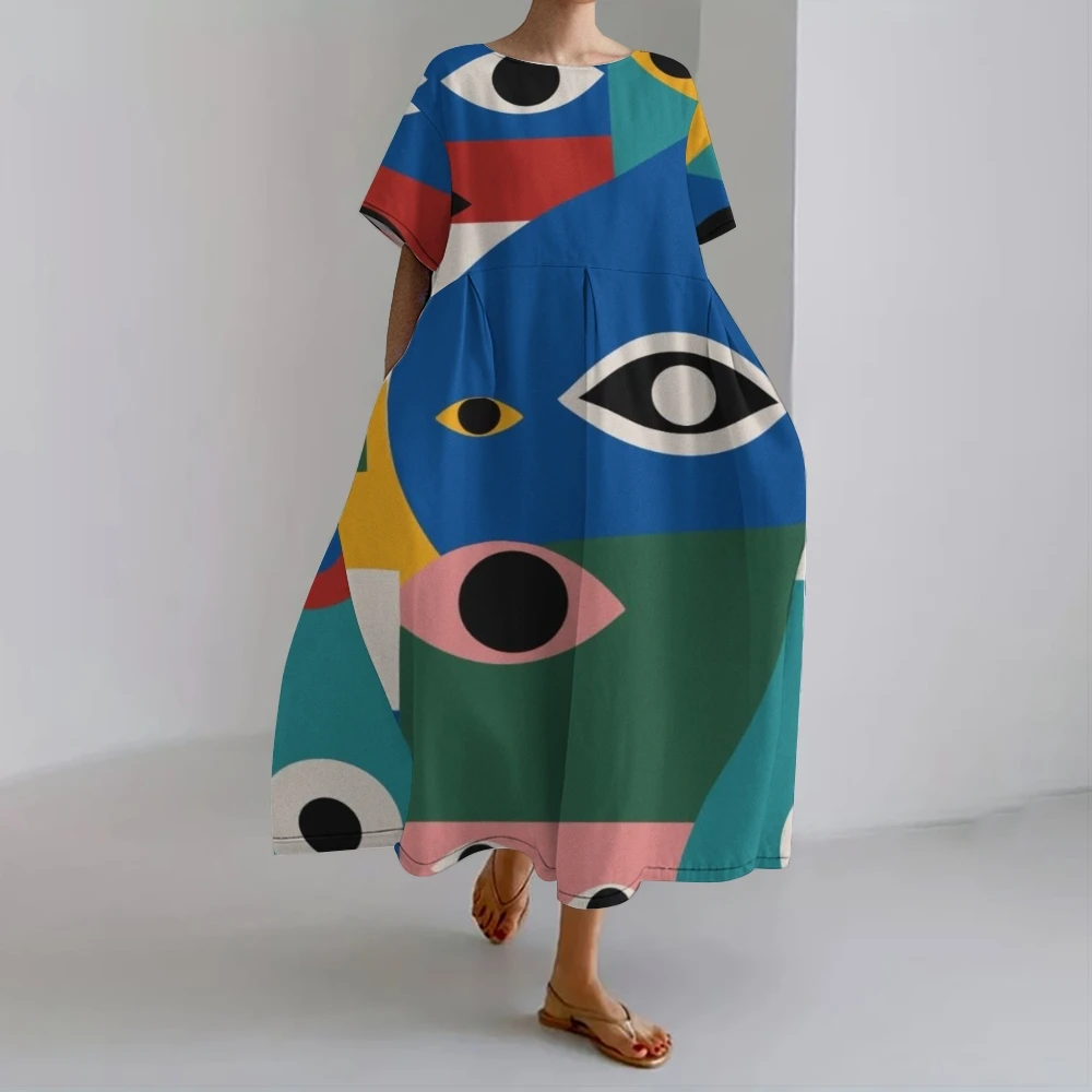 

Colorful Geometric Dress Modern Art Lovers Wear Abstract Art Inspire Skirt Multicolor Geometric Print Dress Unique Print Outfit