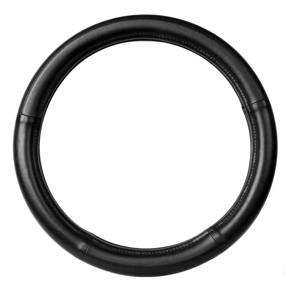 

20 Inch Black Steering Wheel Cover With Black Stitching Faux Leather