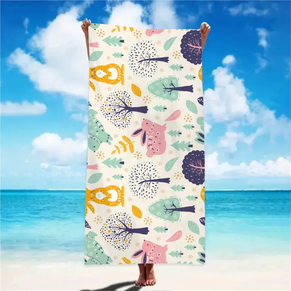 1Pc Cute Beach Towel Cartoon Bath Towels Absorbent Quick-Drying Soft &Comfortable Yoga Swimming Outdoor Pool Towel Birthday Gift
