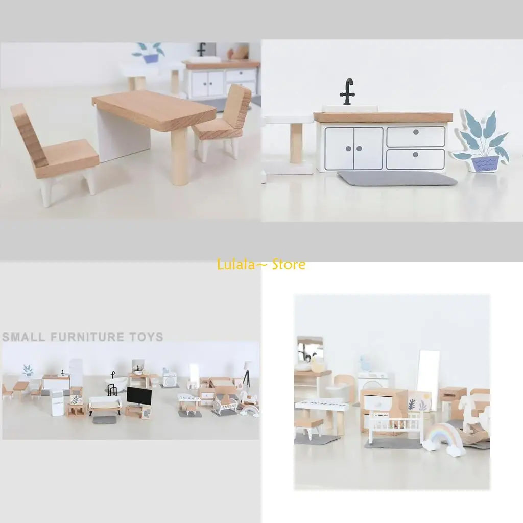 Y4QA 1:12 인형 집 주방 미니 어린이 방 소형 거실 가구 침실