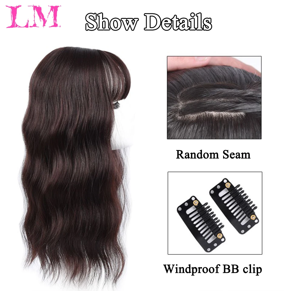 LM Water Ripple Wig Air Bangs Head Overhead 3D Bangs Invisible Seamless Head Hair Natural Invisible Replacement Cover White Hair