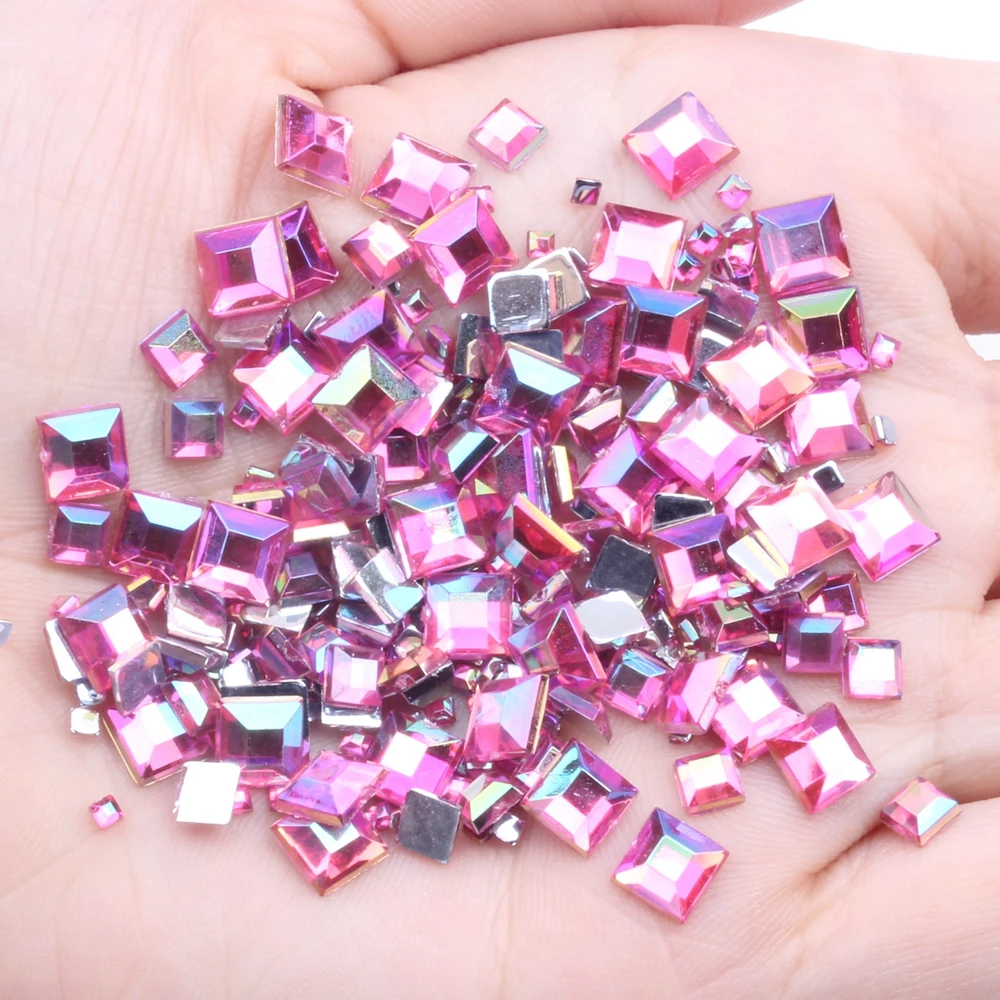 Nail Acrylic Rhinestone FlatBack Square 6mm 3g 55pcs For Crafts Scrapbooking DIY Clothes Nail Art Decoration