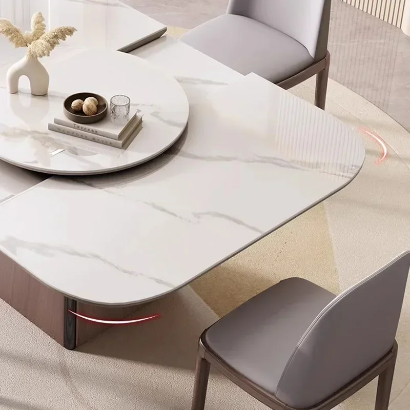 

Круглый обеденный стол, расширенные наборы обеденных столов, роскошная кофейная кухонная мебель из нержавеющей стали, гибкий мраморный бар Mesa