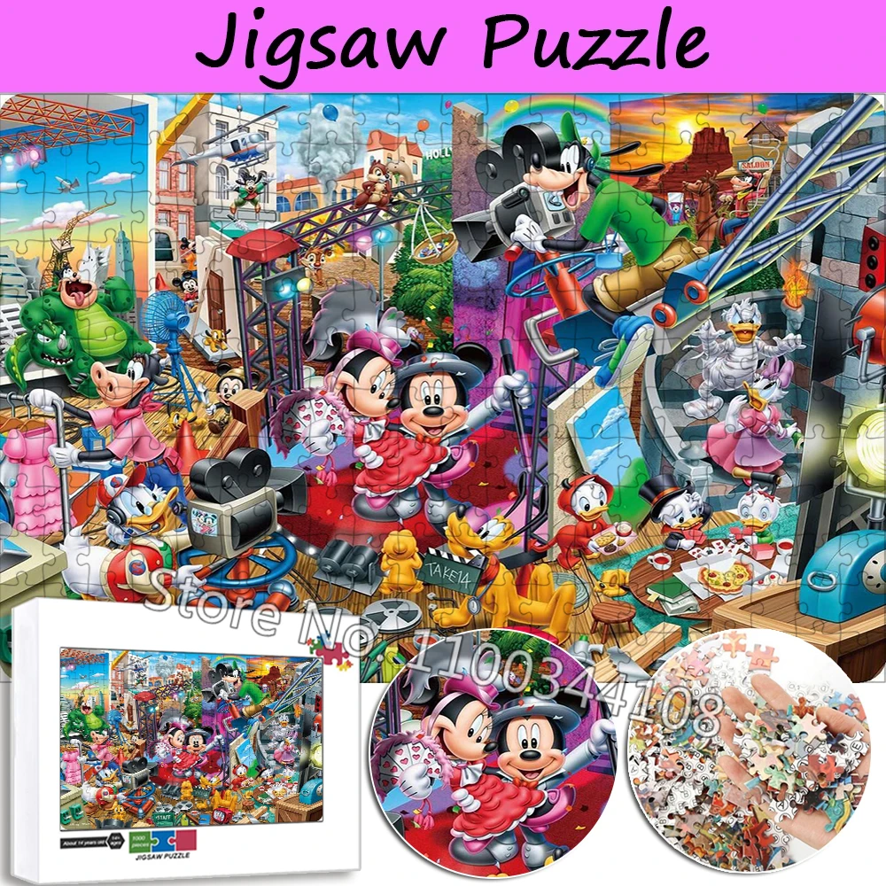 Disney Mickey and Minne Jigsaw Puzzle Disneyland Cartoon 35/300/500/1000 Pieces Puzzles Children's Intellectual Educational Toys