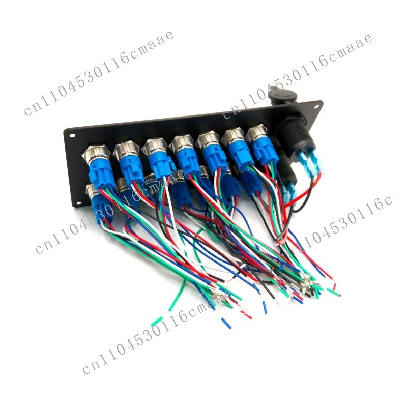 12V/24V Push Button Switch Panel with Dual USB Charger, 14-Gang Metal Switch Box for Marine Boat RV Truck Car Dash