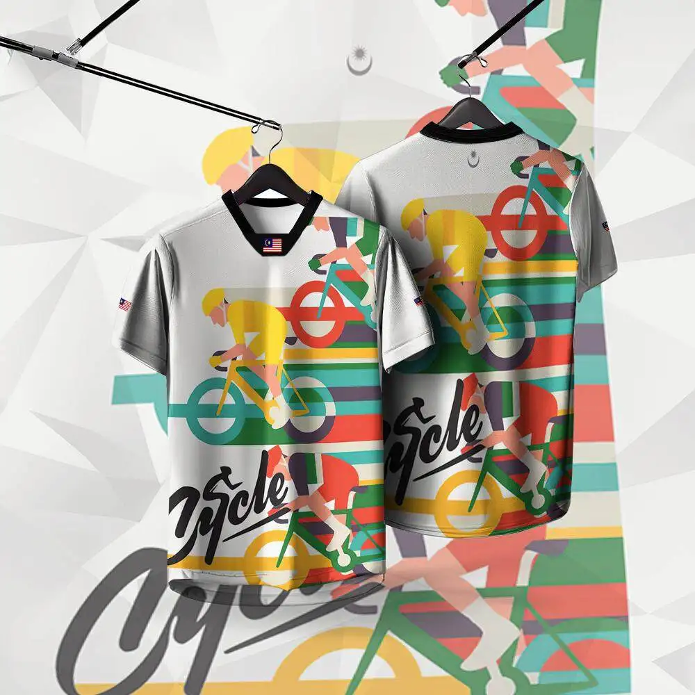 

Men's T-shirt cycling printing outdoors motion breathable T-Shirt Short Sleeve Black White Loose Suitable For Men Women tops