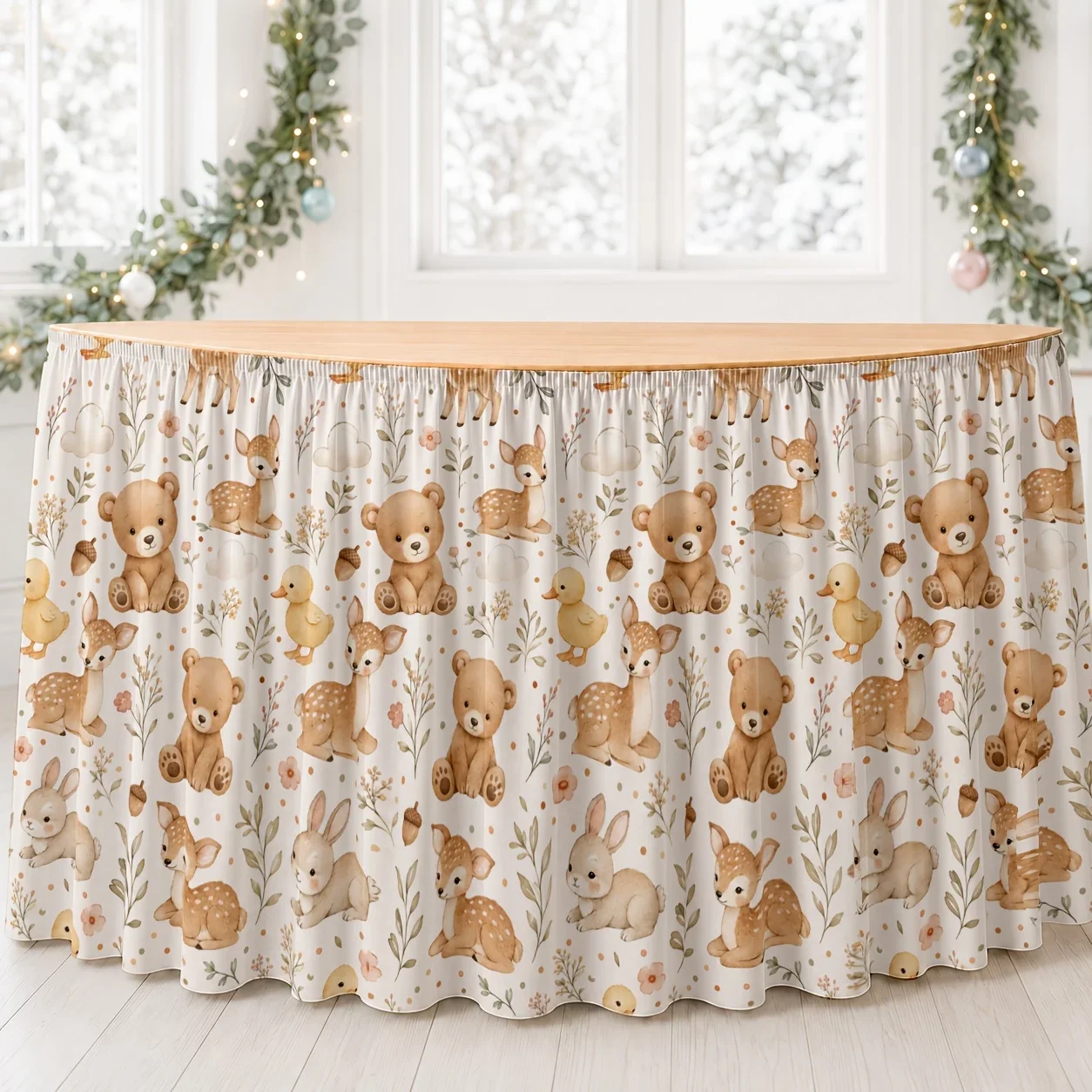Soft forest animal pattern tablecloth tablecloth, suitable for celebration events