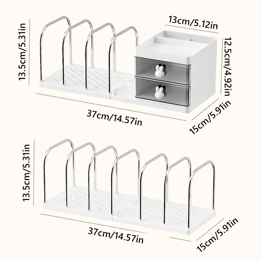 صندوق تخزين بلاستيكي متعدد الوظائف باللون الأبيض والأصفر يوفر مساحة بستة شبكات تصميم حامل كتب سطح المكتب وغرفة الدراسة #5