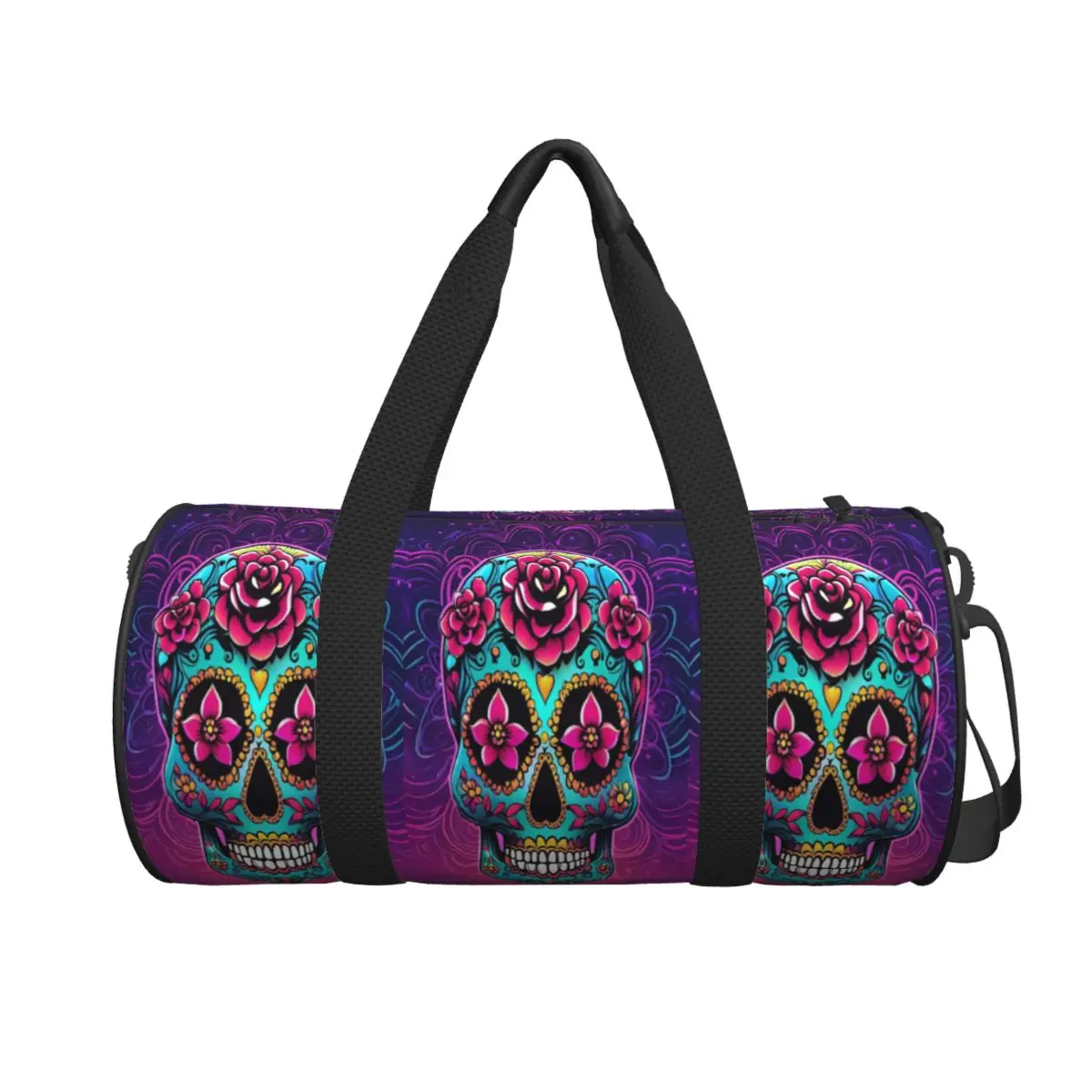 

Mexican Sugar Skulls And Flowers Large Duffle Gym Bag Multi-Functional Duffle Travel Bags Handbags Fitness bag