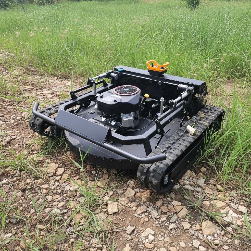 Customize Wireless Remote Crawler Mower Adjustable Cutting Height For Garden