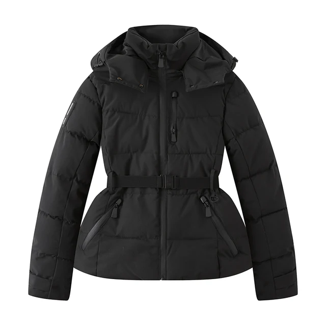 Women's Winter Hooded High Waist Padded Sport Parkas Coats with Belt Female Elegant Thick Warm Pockets Windproof Skiing Jackets 4