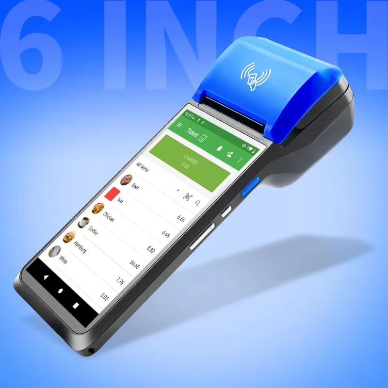 -F1 6-inch 4g Android 14 3G + 32G 64-bit touch screen POS machine payment mobile taxi car wireless data Pos system with printer