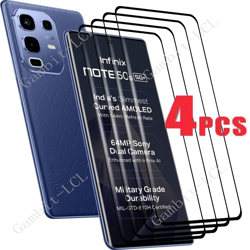 4PCS 3D Full Curved Tempered Glass For Infinix Note 50s Protective Film ON InfinixNote50s Note50s  6.78