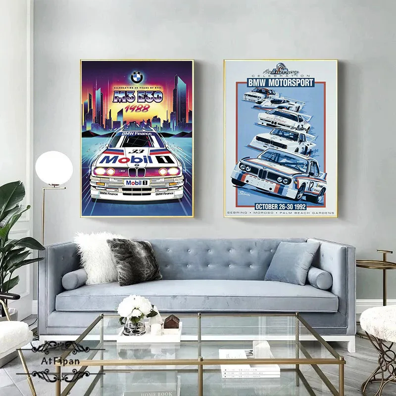 Wall Art BMW M3 E30 Series Super Racing Car Canvas Painting Pictures Home Decoration Print Modern Poster for Living Room