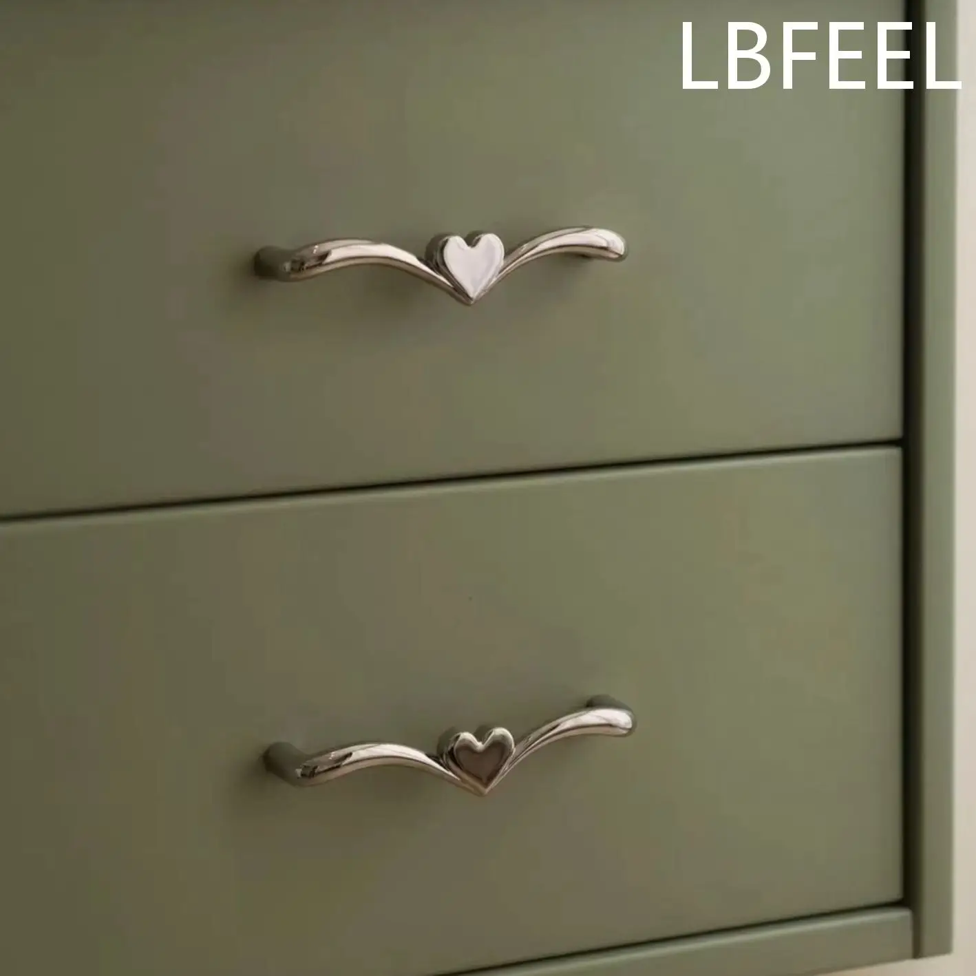 Unique Heart Drawer Handles Titanium Silver Dresser Pulls Furniture Handles Kitchen Cabinet Pulls Bedroom Wardrobe Handle LBFEEL