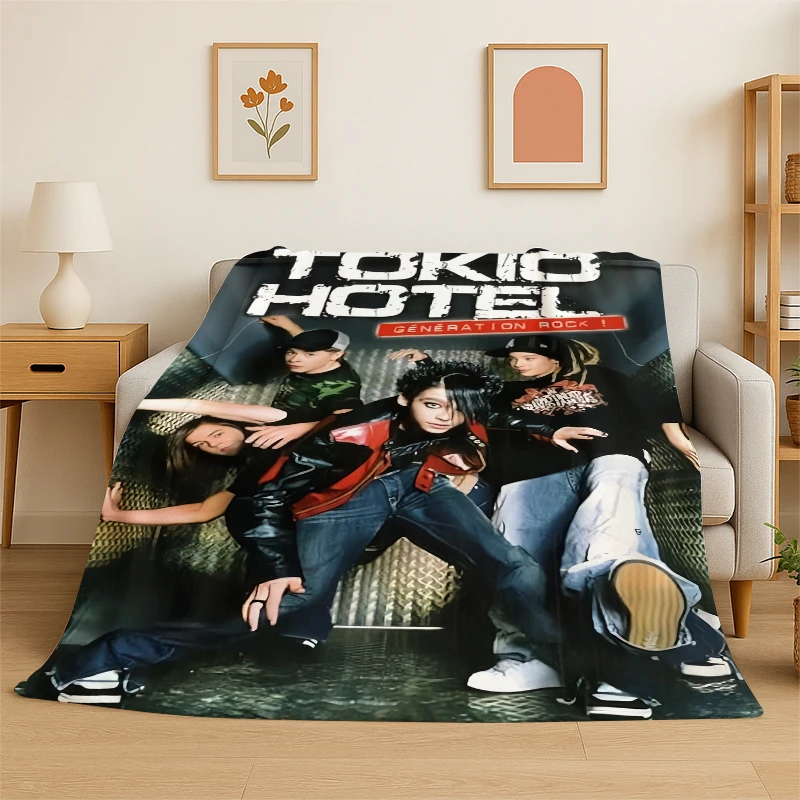 Rock Band Tokio Hotel Bill Kaulitz Flannel Blanket Soft Warm Throw Blanket for Bedroom Living Room Bed Travel Camping Picnic