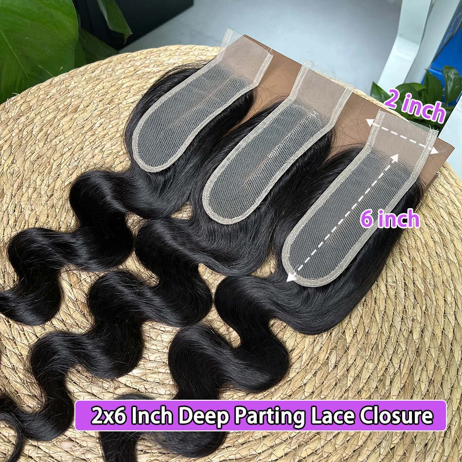 الجسم موجة 2x6 HD الدانتيل الشفاف إغلاق 100% الشعر البشري قبل قطعها ابيض عقدة الدانتيل اللون الطبيعي الخام شعر بشري لعذراء