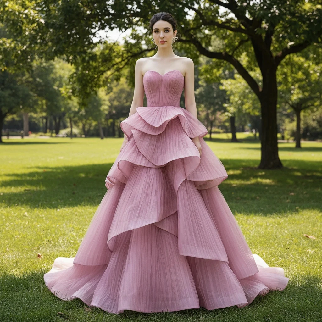 

Rosymae Dusty Rose Многоуровневое свадебное платье с рюшами и рюшами Элегантное вечернее платье для выпускного вечера с V-образным вырезом Почувствуйте как королевство по вашему особым днем