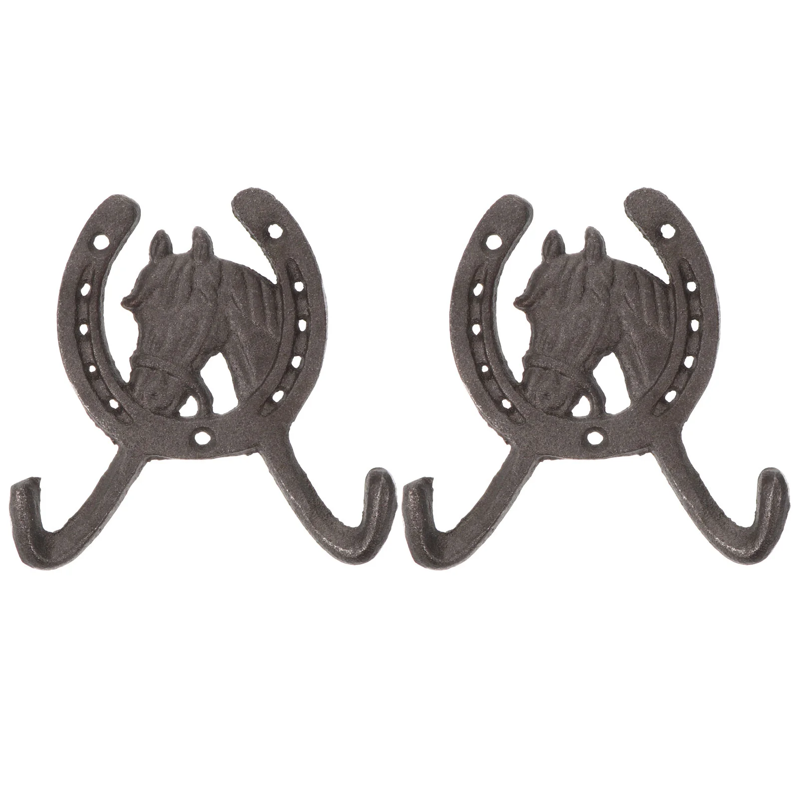 2 Pcs Wedding Hook Wall-mounted Hanger Clothes Rack Decorate Cast Iron Hat Horseshoe Shaped Bride Black Curtains