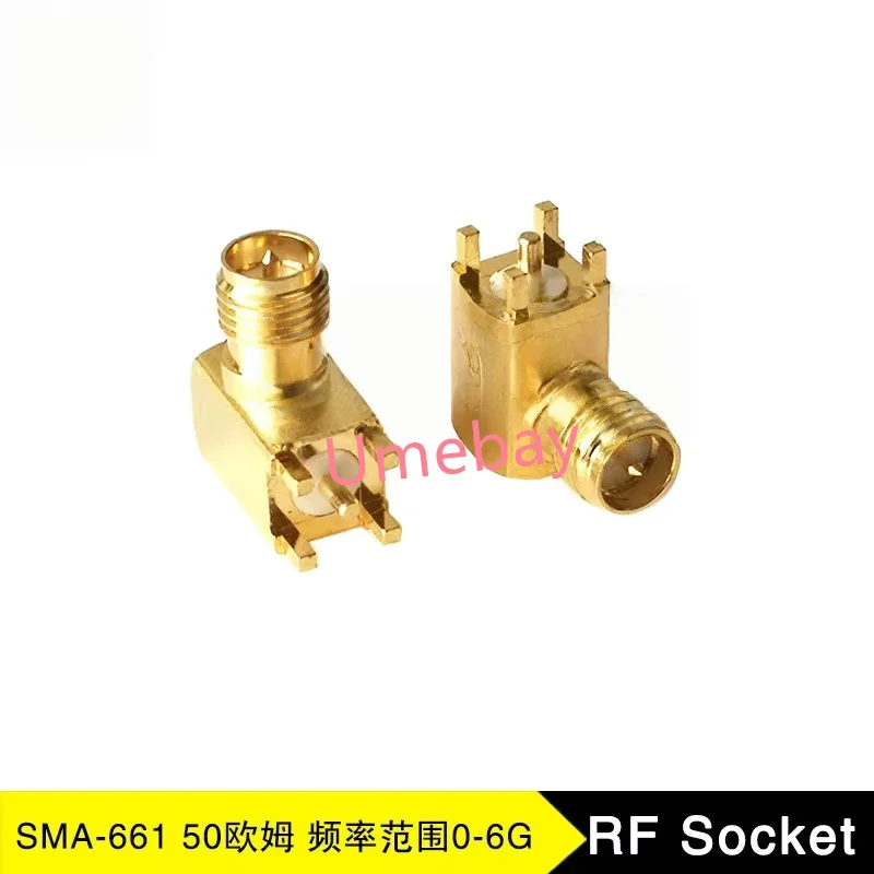 10 pieces per bag SMA female head male pin 50 ohm RP board end right angle gold-plated frequency range 0-6G RF coaxial RF connec