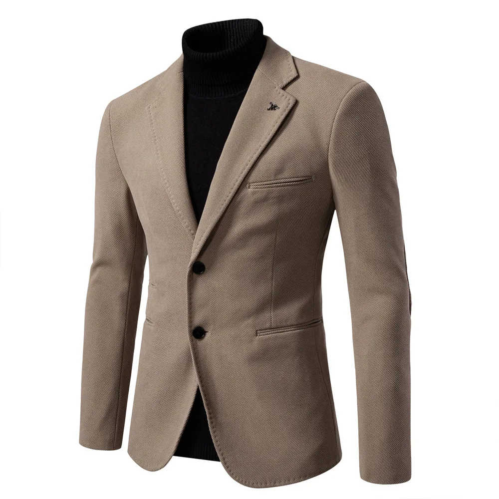 

European New Fashion Men’s Solid Color Single-breasted Casual Business Trendy Slim Suit Blazers Male Clothes Basic Coats Tops