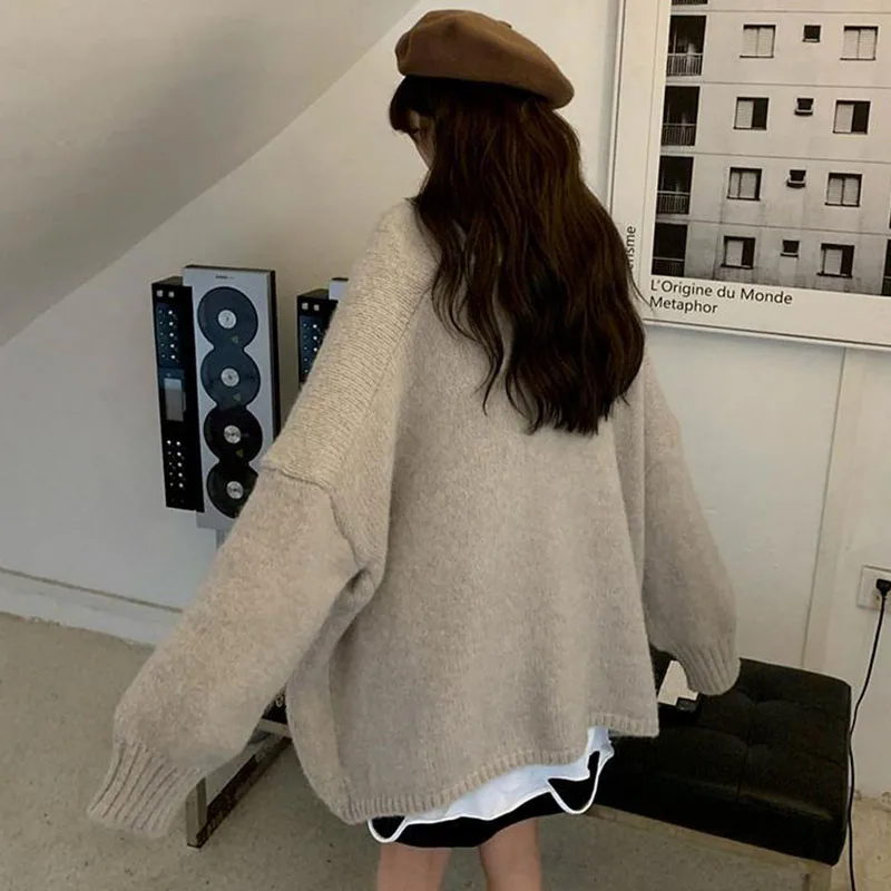 Vintage Women Sweater Cardigan Harajuku Loose Lazy Style Soft Knit Cardigans Woman Autumn New Japanese Style Knitwear Jackets