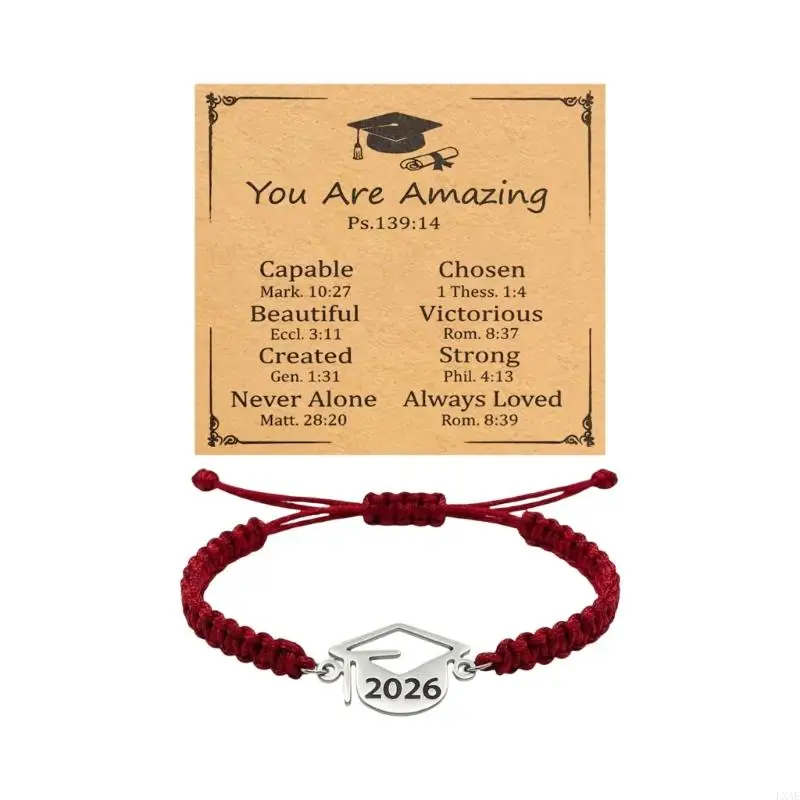 Elegant Black And White Graduation Rope Bracelet With 2026 Charm Stylish Design