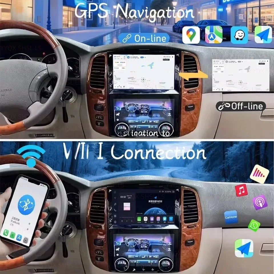 

10 дюймов Android 13 для Toyota Land Cruiser LC100 2003-2007 GPS-навигация Carplay Автомобильный радиоприемник HD с сенсорным экраном Стерео Авто головное устройство