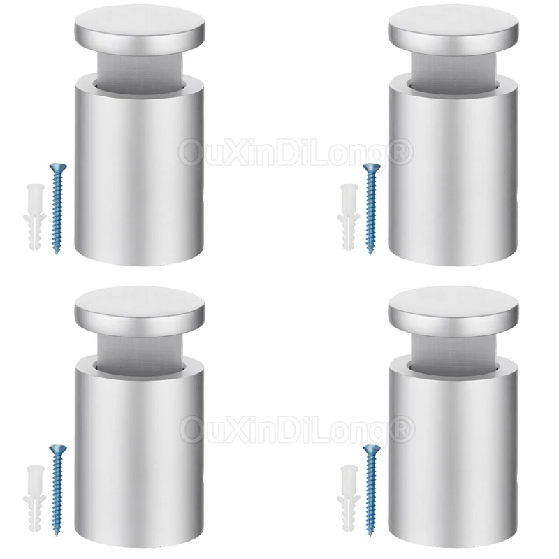4PCS (D19xH25mm) Aluminum Alloy Sign Holders Edge Grips & Clips Sign Standoffs Spacer Mount for 3-12mm Glass Wood Panels GF1336