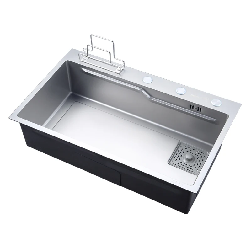 Modern Luxury 304 Stainless Steel Single Bowl Mounted Kitchen Sink 3.0mm Thick Brush Rectangular Bowl Single Hole No Faucet