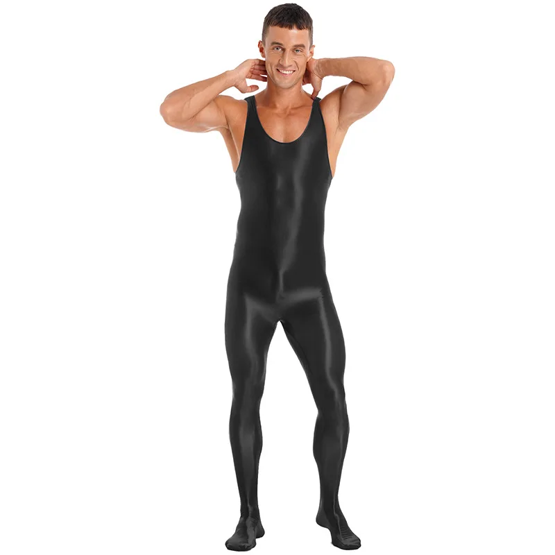 Mono sexy de color sólido para hombre, traje de baño ajustado para yoga, camiseta sin mangas, leggings de cuerpo completo, traje de baile, actuación en escenario