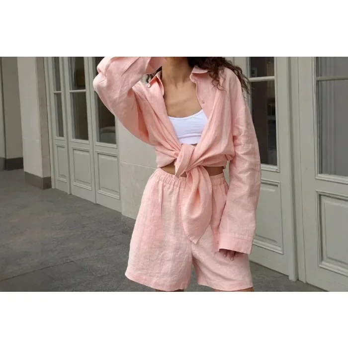 

Cardigan Long Sleeved Coats Shorts Set for Women Simple Solid Color Casual Suit Female Streetwear Spring and Summer 2025 New