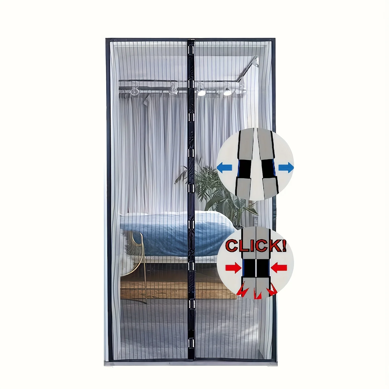 Magnetic Screen Door , Mosquito-Proof, Hands-Free Entry And Exit, Lightweight Linen Material, Space-Themed Decoration