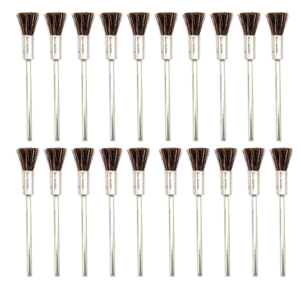 20PCS Steel Copper Wire Brush Set 2.35mm Shank Bristle Brushes for Jewelry Polishing Drill Rotary Tools Metal Rust Removal