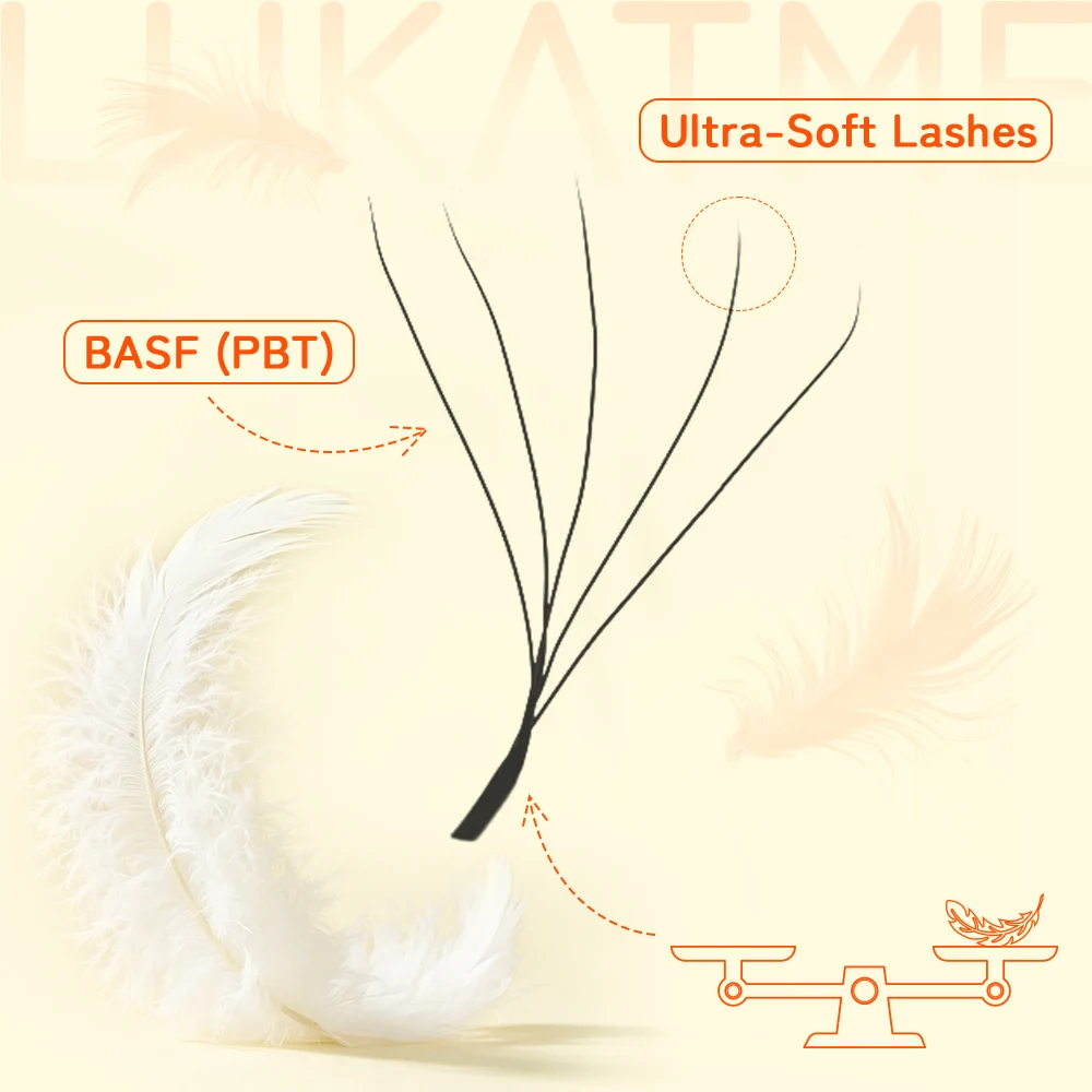 LUKATME 5D 6D 7D W Clover Eyelash Extension Premade Fans 6D U False Eyelash Mega Volume W Shape 5D 6D 7D Lashes 7-15mm U 6D Lash