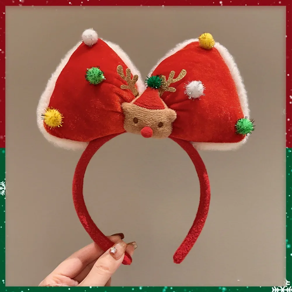 

Christmas Decoration Christmas Headband Santa Elk Hair Hoop Antlers Headband Red Bowknot New Year Hair Band