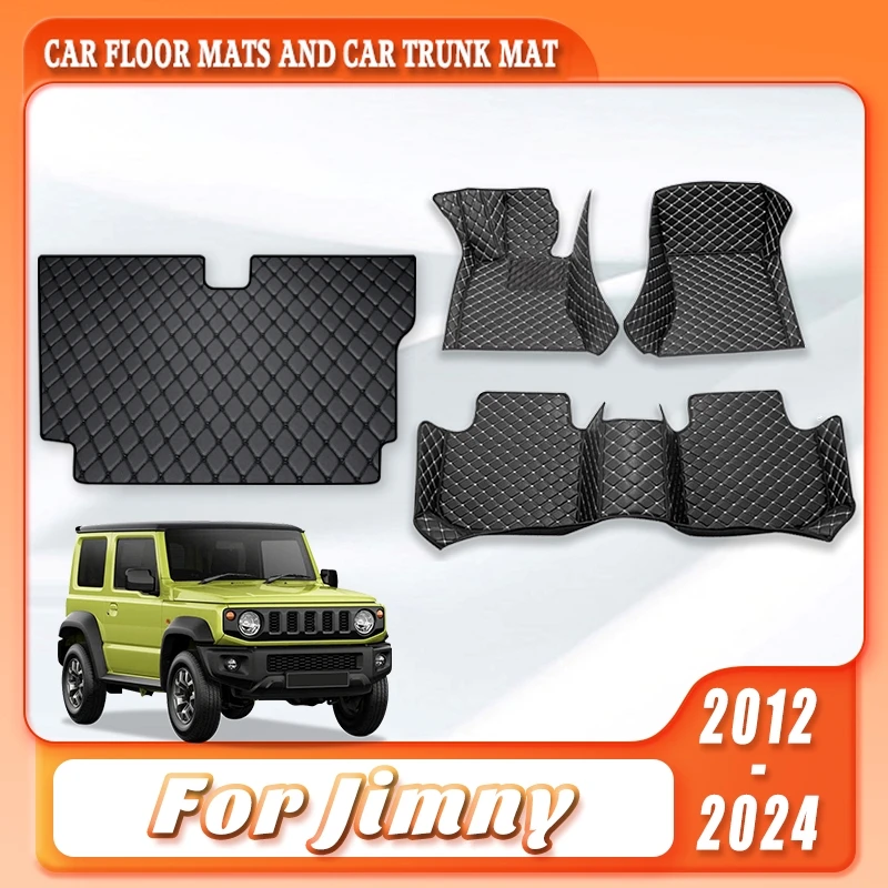 Прочные автомобильные коврики и коврик в багажник для Suzuki Jimny 2012-2024, легко чистятся, с ромбовидной прострочкой, автомобильные аксессуары