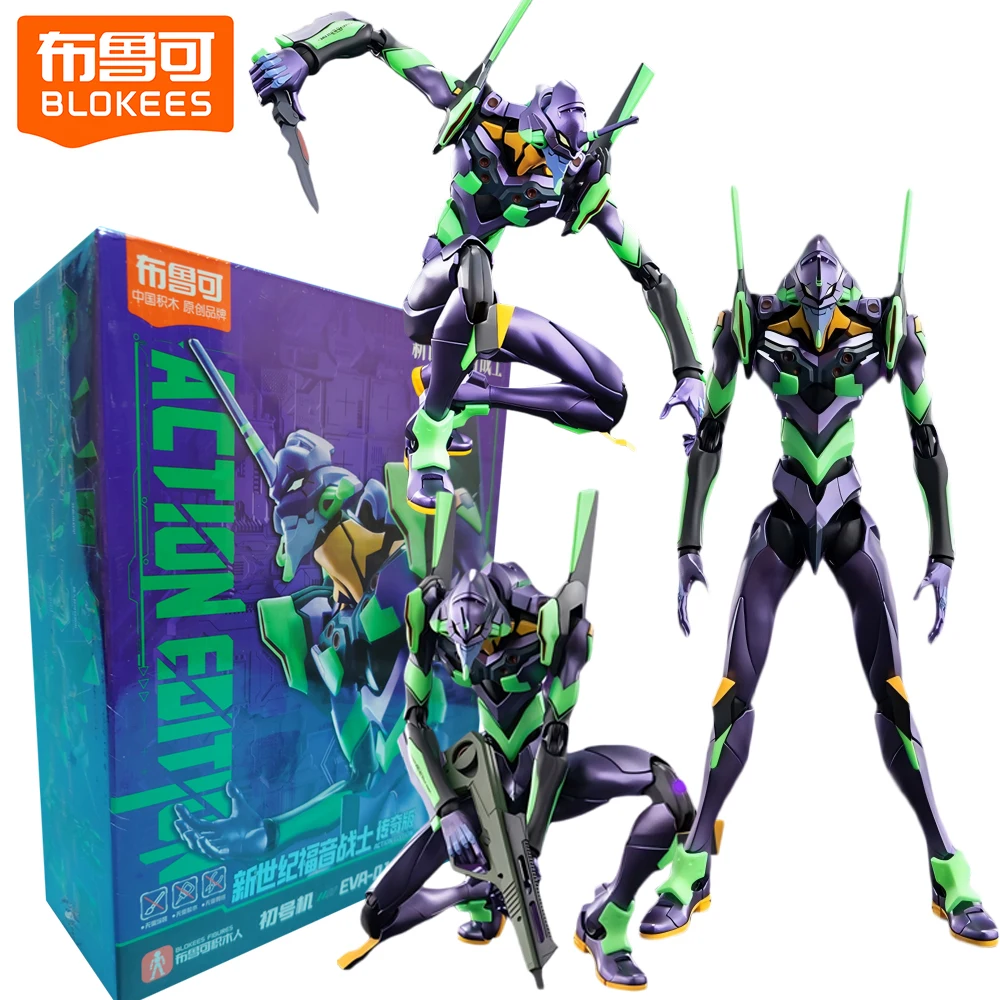 

New Genuine Blokees Neon Genesis Evangelion Action Figures Anime Peripherals Toys Desk Display Ornaments Gifts for Teens Adults