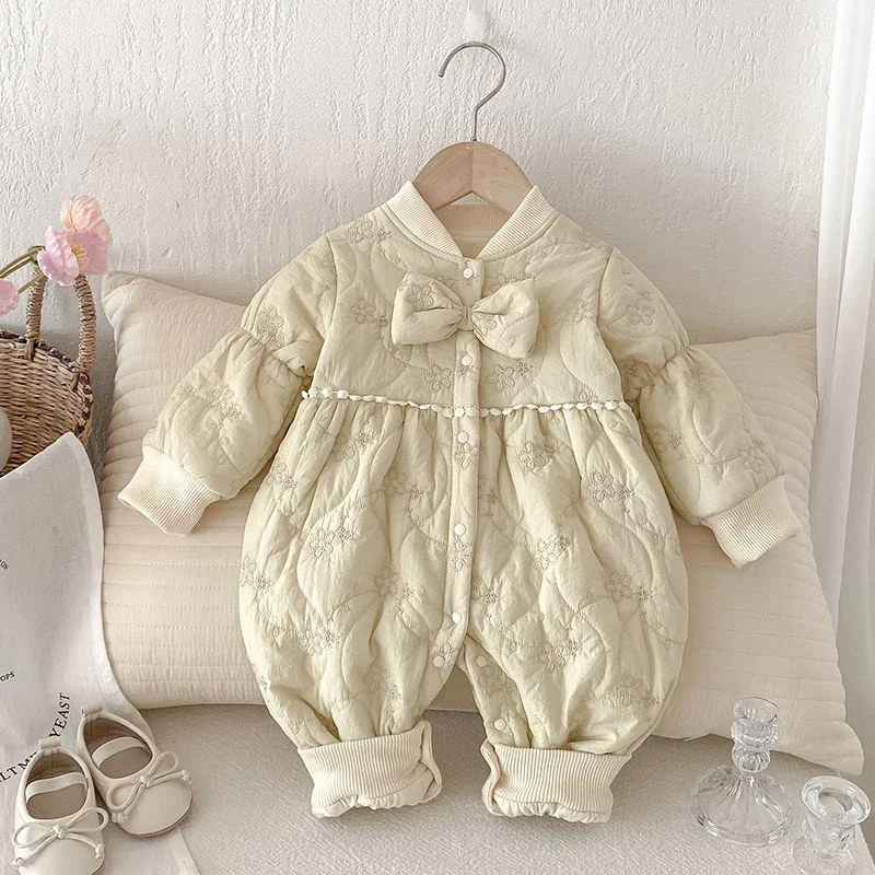 

2025 New Winter Toddler Baby Girl Thicken Warm Romper Infant Baby Girls Thicken Warm Jumpsuit 0-24M Children Clothes