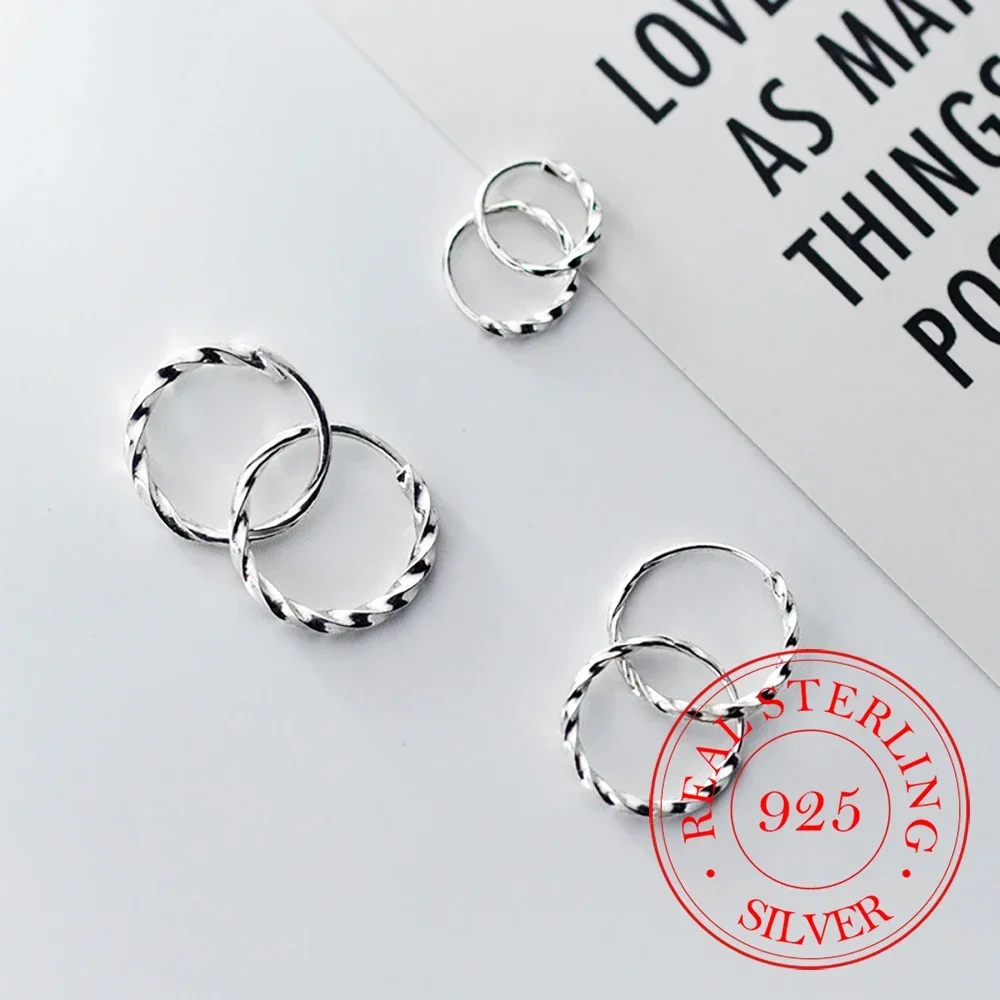 S925 스털링 실버 크리에이티브 트위스트 후프 귀걸이, 심플한 스위트 이어, 웨딩 파티 쥬얼리 선물, 여성 펜던트