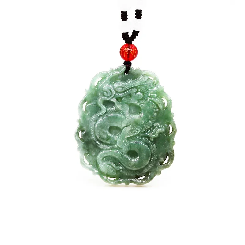 

Burmese Jade Dragon Pendant Luxury Gemstone Necklace Charm Green Men Carved Jewelry Jadeite Accessories Natural Amulet Pendants