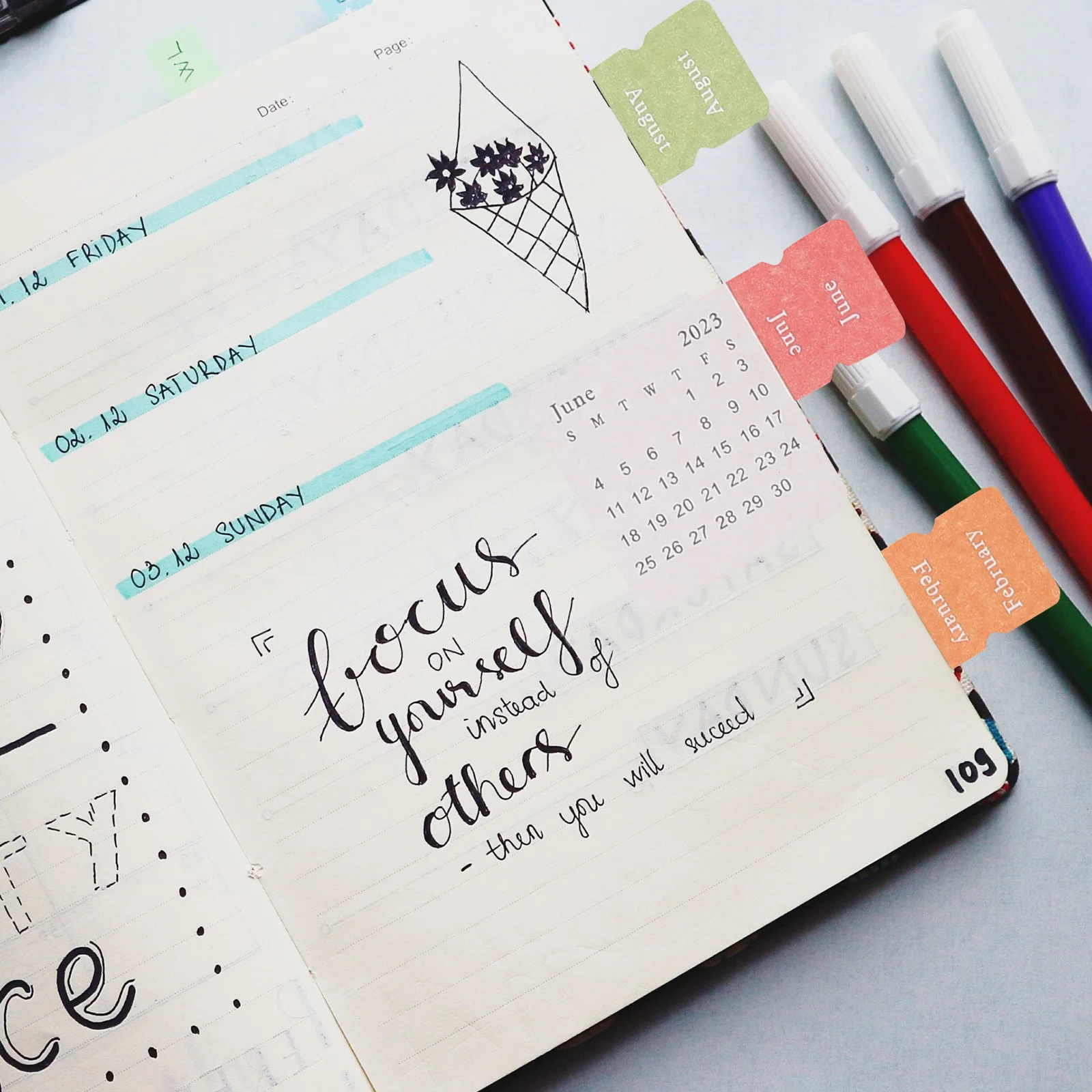 

10 Sheets Monthly Planner Self Adhesive Tabs Calendar Stickers School Book Tabs Notebook Paper Yearly Planner Index Bright Color