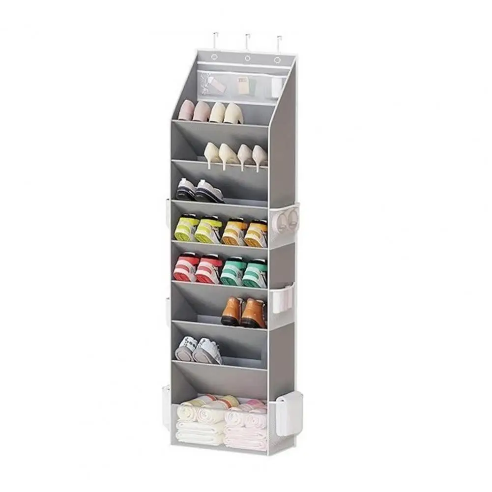 Over-the-door Shoe Rack 8-tier Over Door Shoe Organizer with Pockets Hanging Closet Storage for 16-24 Pairs of Sneakers for Door