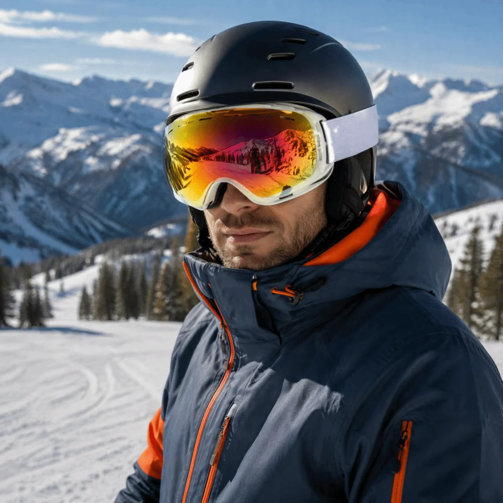Unisex Windproof Clip-On Ski Goggles Big Ski Mask Anti-Fog Magnetic Clip-On Goggles Double Layers Snow Goggles Snowboarding