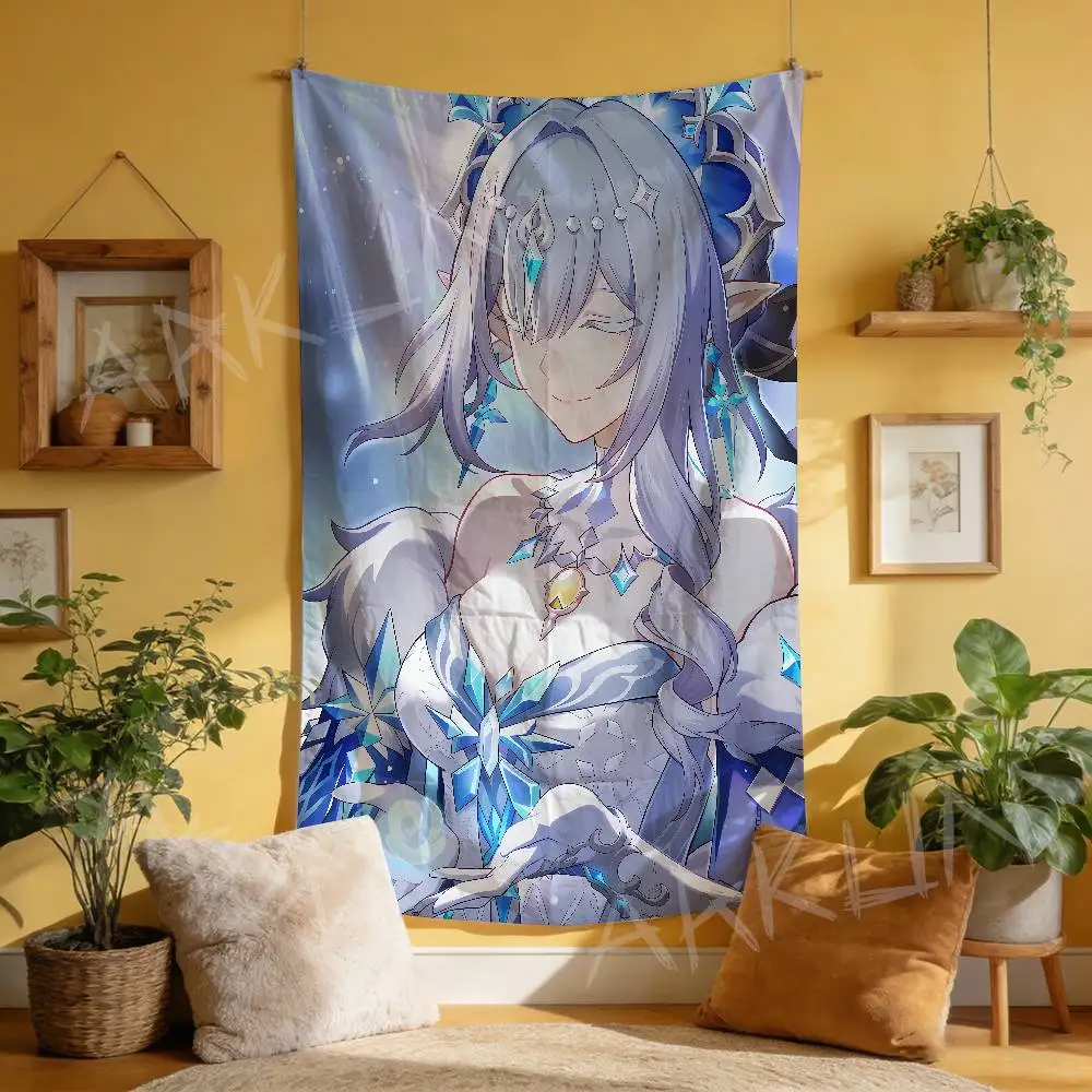 Pretty Cute Tsaritsa Anime Girl Tapestry Hot Genshin Game Background Wall Hanging Aesthetic Decor For Bedroom Living Room Dorm