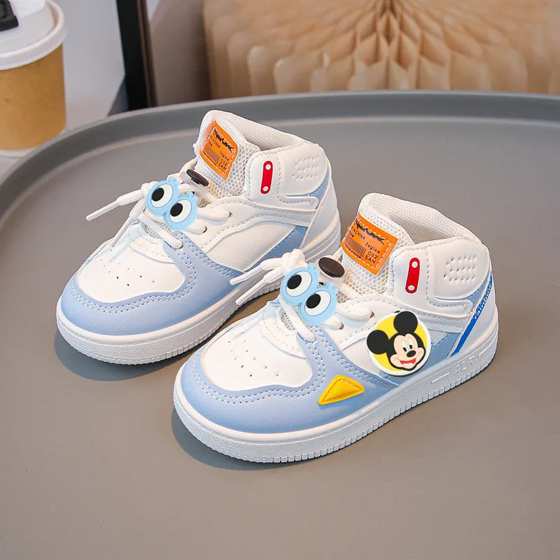 

Disney Cartoon Girl Princess Sneakers New Girl Spring and Autumn New Casual Shoes Mickey Mouse Board Shoes baby first walkers