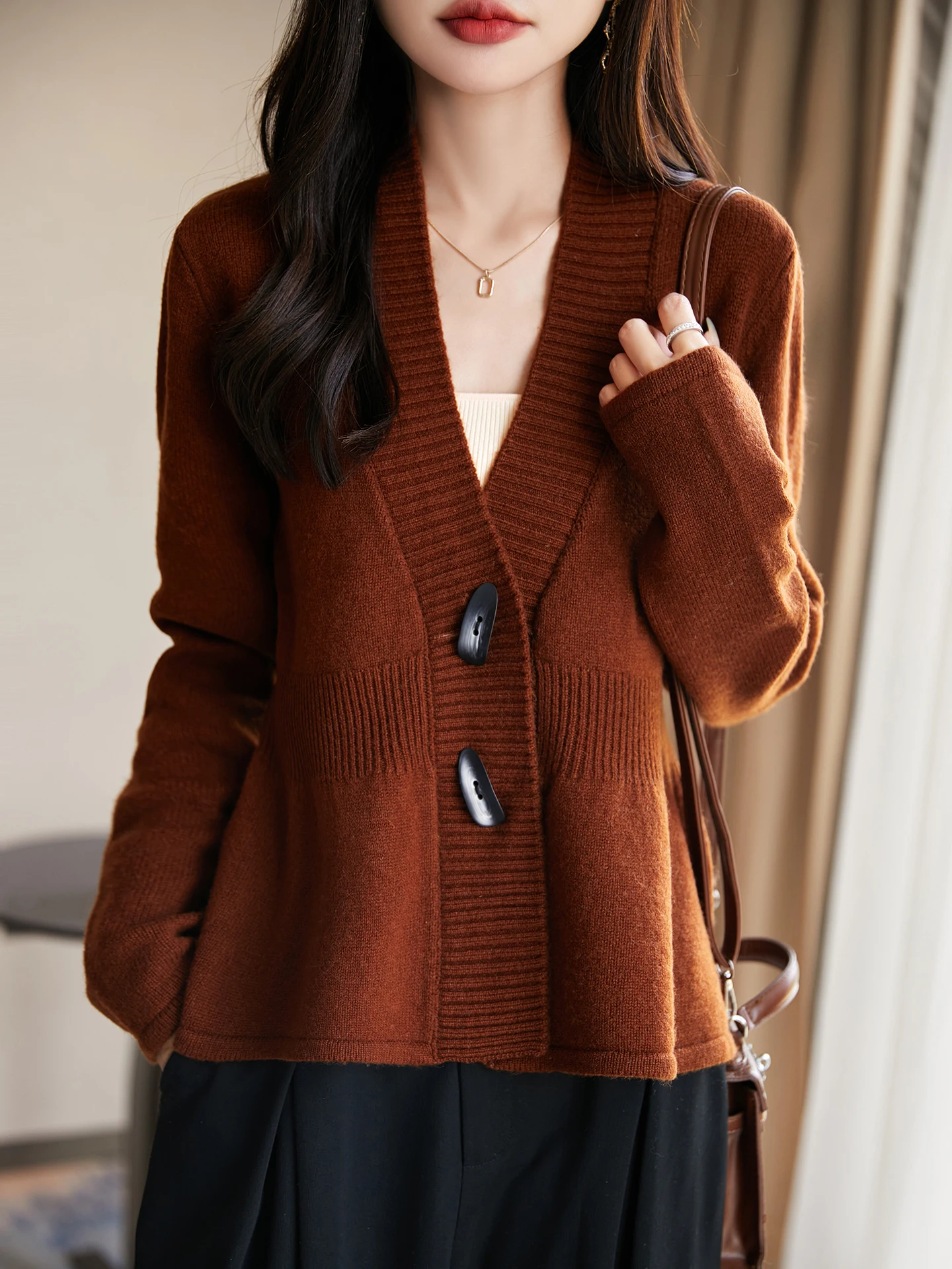 

Новая мода осень-зима женский свитер элегантный женский трикотаж из 100% мериносовой шерсти кардиган с v-образным вырезом женская одежда с длинными рукавами топы