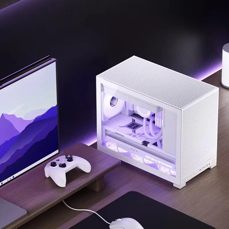 Compact MATX PC Case Rear Mount Design, Tempered Glass Side Panel, 240mm AIO Cooler Support